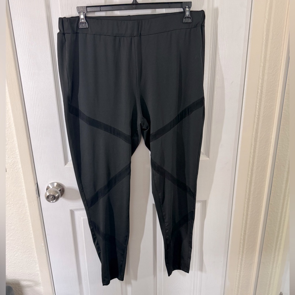 Black leggings mesh patchwork plus size